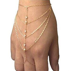 Chain Tassel Crystal Bracelet Slave Finger Ring Hand Harness